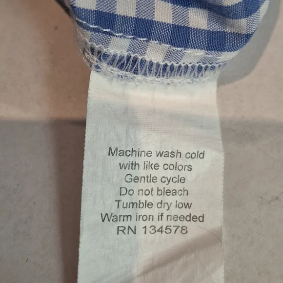Vineyard Vines Women's Blue & White Checked Gingham  Button Down Blouse Size 10 - Picture 9 of 9